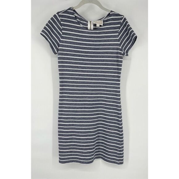 Sail To Sable Short Sleeve Cotton Knit Dress Blue w Rope Like Stripes Size Small - Picture 1 of 8